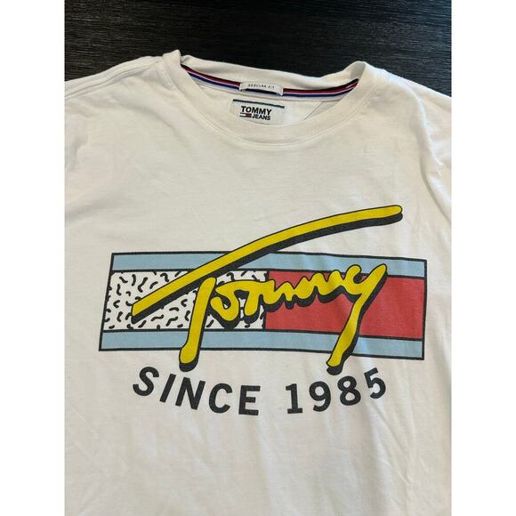 Tommy Hilfiger Neon Script T Shirt Classic White Large - Picture 6 of 10